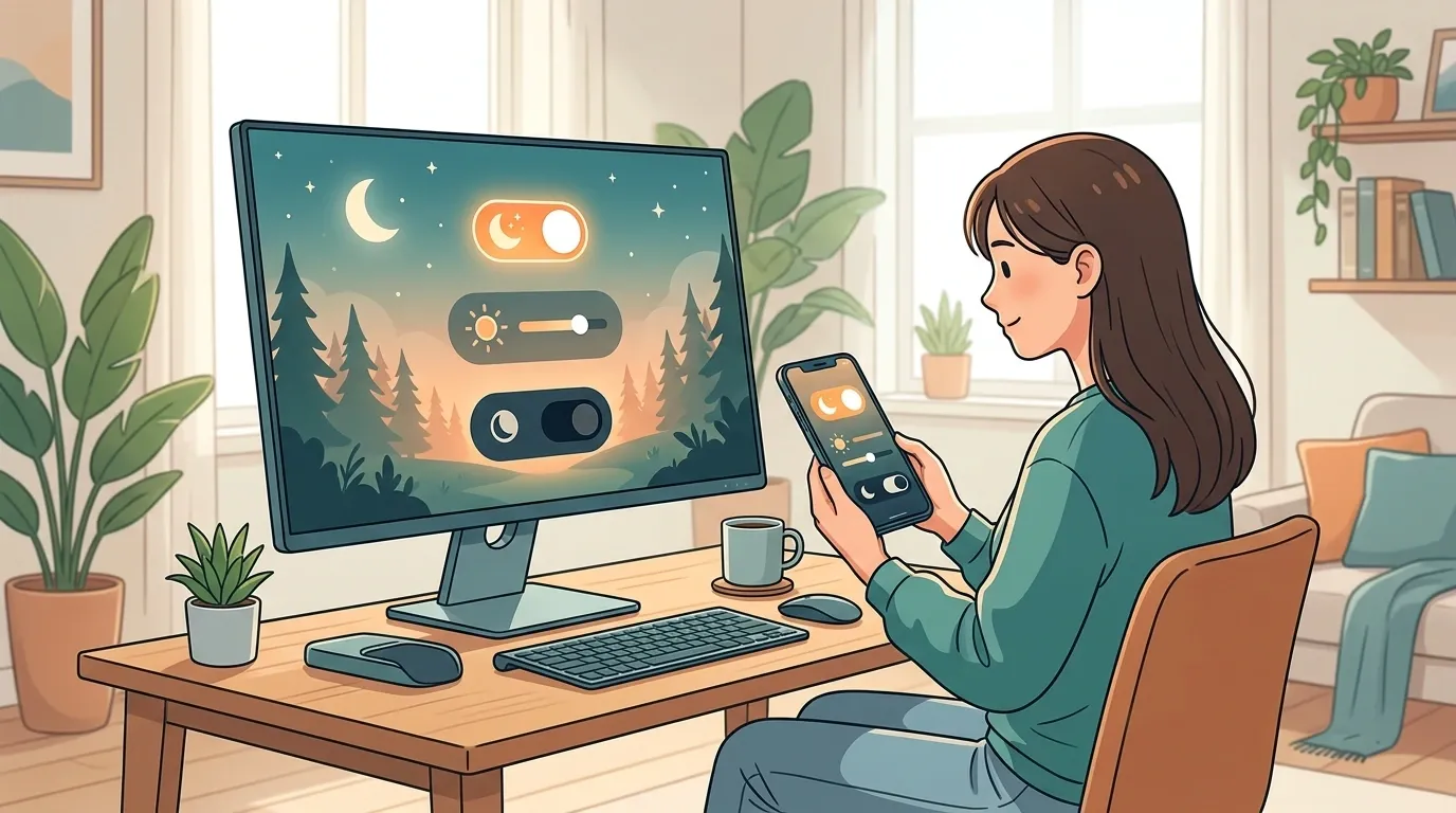 디스플레이 설정 외, 눈 건강을 위한 추가 팁 내용을 설명하는 이미지