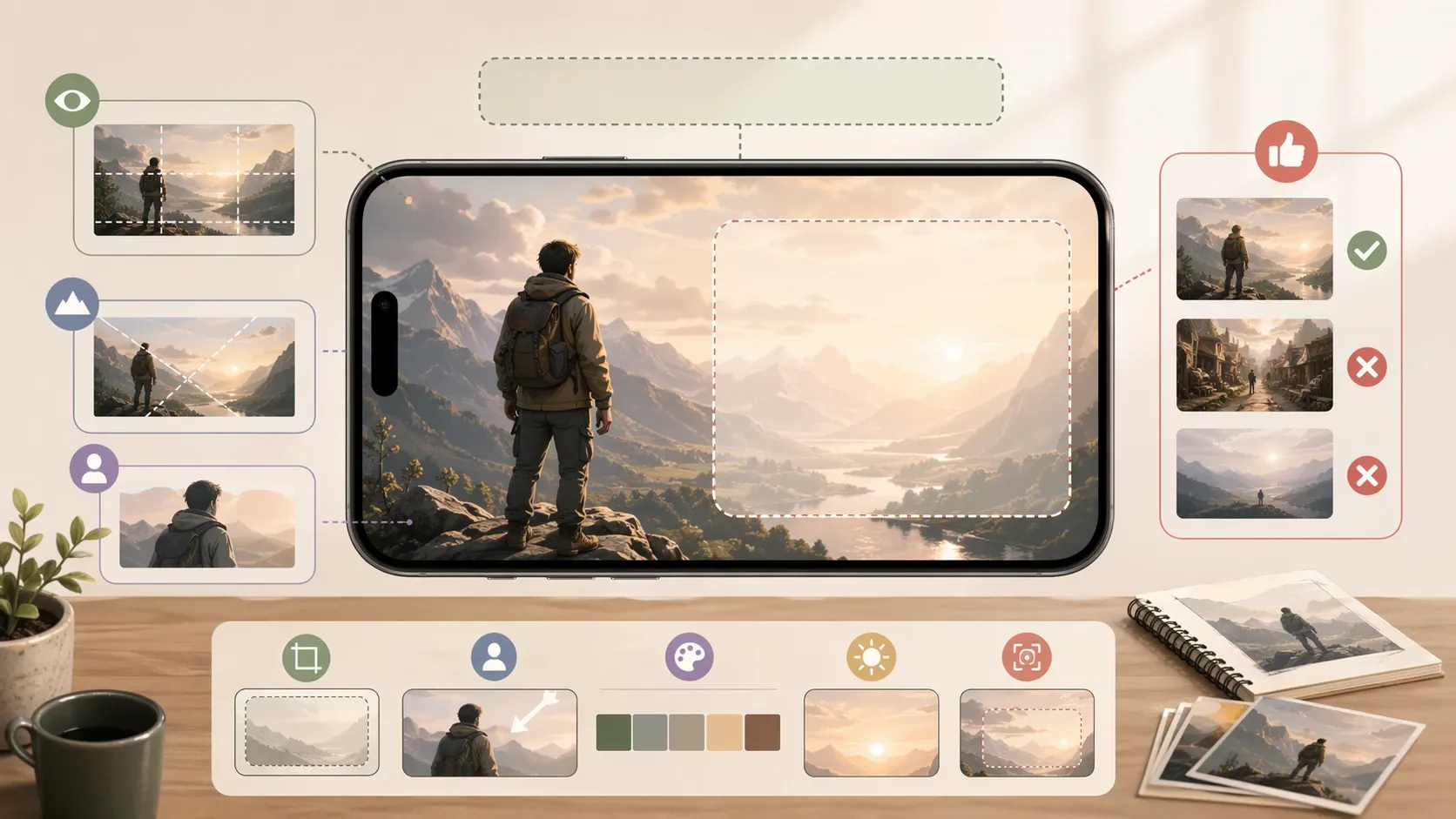 작은 화면에서는 피사체 하나가 더 강하다 내용을 설명하는 이미지