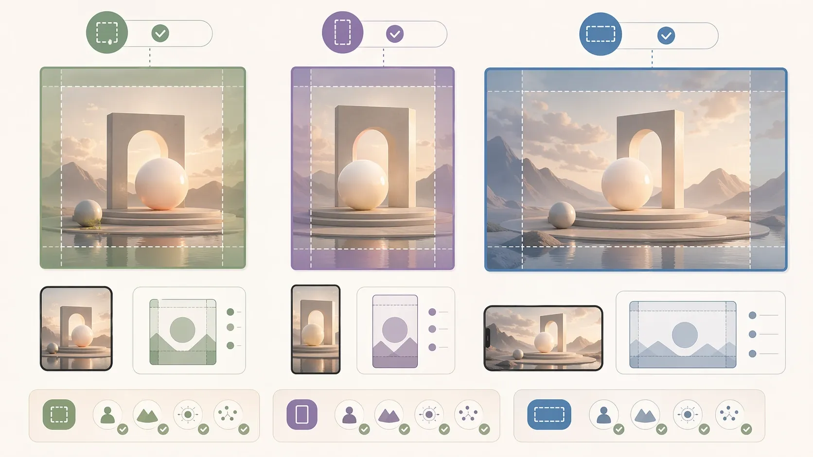 1:1, 4:5, 16:9는 같은 구도가 아니다 내용을 설명하는 이미지