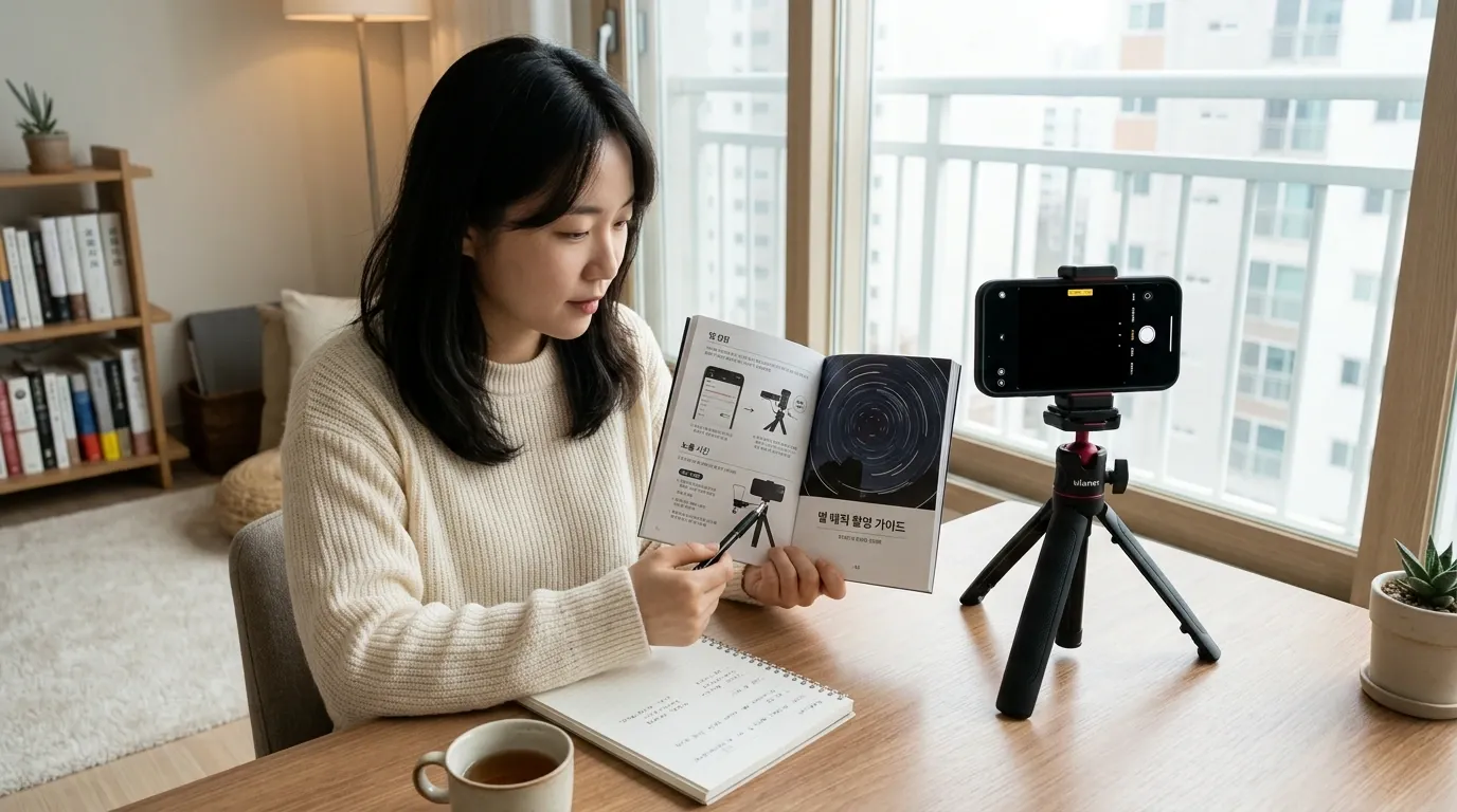 스마트폰으로 밤하늘 인공위성 궤적 찍기: 특별한 추억을 사진으로 남기는 방법 인공위성 궤적 촬영, 스마트폰으로 가능할까? 내용을 설명하는 이미지